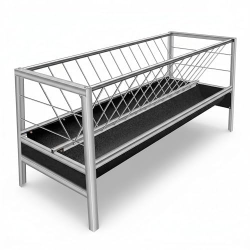 77Gal Pasture Hay Feeder, 2-in-1 Multi-Functional Livestock Feeder, Elevated & Stable Stainless Frame with Rubber Liner Container, Large Volume for Farm Ranch Kinds of Livestock