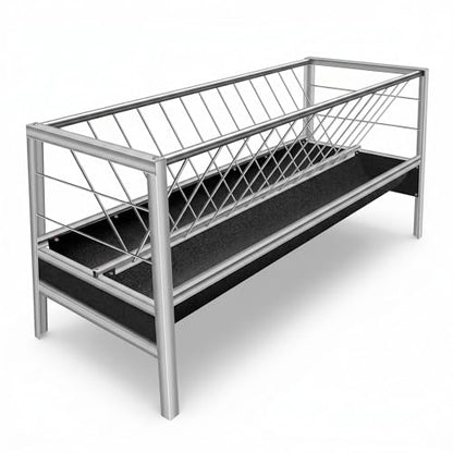 77Gal Pasture Hay Feeder, 2-in-1 Multi-Functional Livestock Feeder, Elevated & Stable Stainless Frame with Rubber Liner Container, Large Volume for Farm Ranch Kinds of Livestock