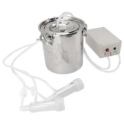 Goat Milking Machine Electric Suction Pulsation Vacuum Portable Milker Pump Stainless Steel with Food Grade Silicone Hose for Farm and Home Use (5L) - size: 5L