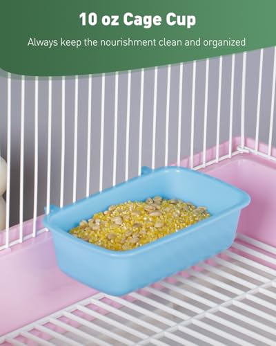 Pawfly Hanging Feeder, Food and Water Container, 6 Pcs Plastic Keepers for Cages Rabbit, Feeding Dishes Coop Cups for Parrots Hamsters Guinea Pigs & Other Small Pets - size: 6 pcs