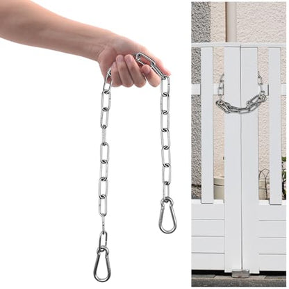 Gate Chain Lock with Carabiners Barn Chain Link 20'' Gate Latches for Outdoor Fences Dog Cage Lock Backyard Chain Lock Stall Supplies - size: 20'' 1Pack