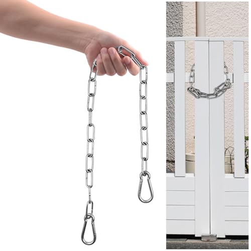Gate Chain Lock with Carabiners Barn Chain Link 20'' Gate Latches for Outdoor Fences Dog Cage Lock Backyard Chain Lock Stall Supplies - size: 20'' 1Pack