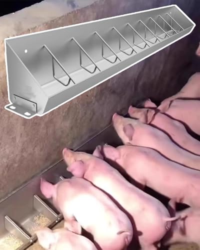 Metal Pig Feeder 5 8 10 Hole, Heavy Duty Hog Feeders Trough for Farm Livestock, No Waste Baby Pigs Feeding Pan, Cattle Pig Bowl Easy Installation(10 Card Slots) - size: 10 Card Slots