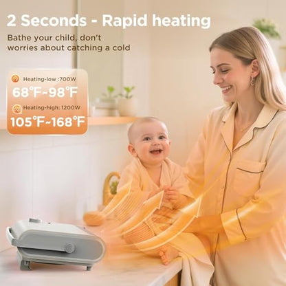 EasyAcc Electric Heaters for Indoor Use, 1200W PTC Fast Heating Energy Efficient Panel Wall Heaters, 30° Oscillation, 3 Modes, Easy 2-Min Install, Plug in Space Heater for Bathroom Bedroom Office