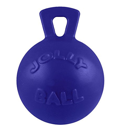 Jolly Pets Tug-n-Toss Heavy Duty Dog Toy Ball with Handle, 4.5 Inches/Small, Blue (445 BL) - color: Blue, size: Small (4.5 in)