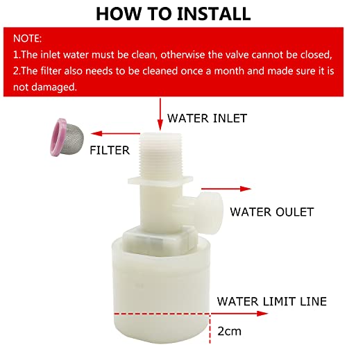 Water Float Valve, Water Level Control Water Tank Traditional Float Valve Upgrade 2 PCS(3/4", up inlet) - color: up inlet, size: 3/4" to 3/4"