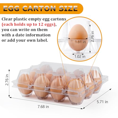 120 Pack Egg Cartons Cheap Bulk 12 Count, 1 Dozen Clear Empty Egg Cartons for Chicken Eggs, Plastic Egg Holder Egg Container for Family,Chicken Farm and Markets - Medium Egg Cartons Reusable - size: 120P3×4
