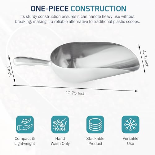 OCS Parts Aluminum 12-Inch Food and Ice Scoop | 38-Ounce | Professional Grade Scooper for Ice, Flour, Candy, Sugar, Rice, Popcorn, Coffee, and Beans for Home or Commercial Kitchens - size: 38-Ounce