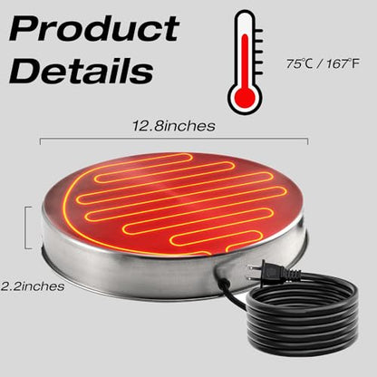H&G lifestyles Chicken Water Heater, Heated Chicken Waterer | Poultry Water Heater for Winter, Compatible with 5 Gallons Chicken Waterer,13 Inches Stainless Steel Chicken Water Heater