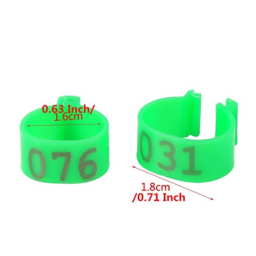 100PCS/Bag 16MM 001-100 Numbered Plastic Poultry Chickens Ducks Goose Leg Bands Leg Rings, Blue Color