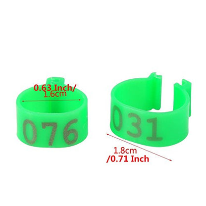 100PCS/Bag 16MM 001-100 Numbered Plastic Poultry Chickens Ducks Goose Leg Bands Leg Rings, Blue Color