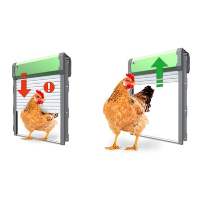 Pilipane Solar Powered Automatic Chicken Coop Door Opener IP67 Timer Light Sensor Remote Control Manual for Ducks Geese Chickens Poultry Aluminum PP Material 37x30cm