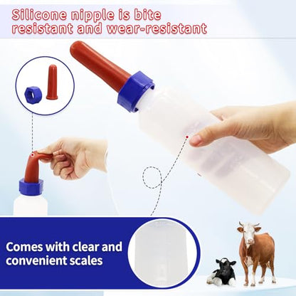 2PCS 500ml Calf Nursing Feeder Bottles with Rubber Nipple Milk Feeder,Farm Goat Calf Sheep Milk Feeder Livestock Tools