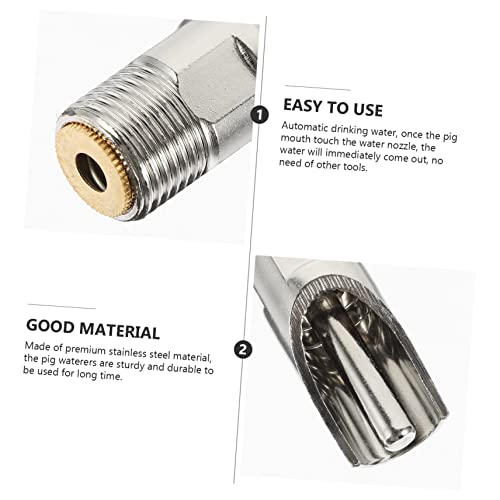 Happyyami 5pcs Guinea Pig Water Dispenser Pig Water Nipple Piglets Waterer Stainless Steel for Efficient Livestock Feeding