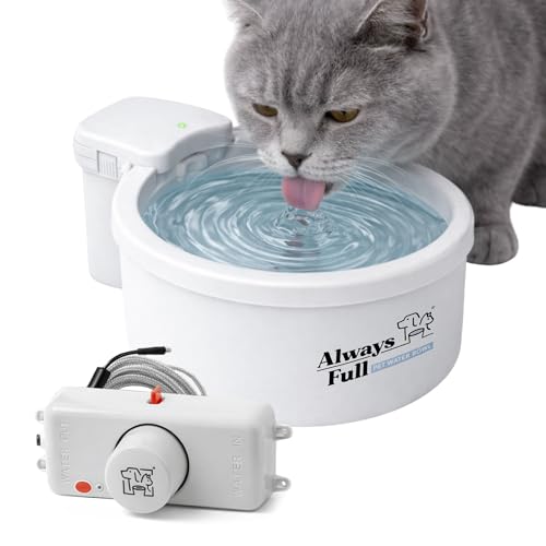 Always Full® 7” Cat Water Bowl with Wall Unit, Self Refilling Clean Filtered Water System, App Enabled Smart Hydration Tracking, Automatic Water Bowl for Cats and Dogs - size: 7" Bowl, style: Wall Unit