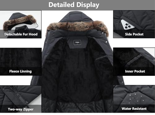 Women's Winter Coat Long Puffer Jacket - Waterproof Warm Thickened Snow Coat for Women - color: Darkgrey, size: Small