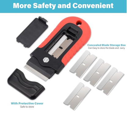 Gomake Floor Scraper Heavy Duty 6" Wide Razor Blade Scraper Tool with Adjustable 17‘’-59" （1.4ft- 4.9ft） Long Handle