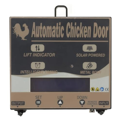 Solar Powered Chicken Coop Door, Automatic Electric Poultry Door Opener with Timer and Remote Control for Home and Farm Use (White) - color: White