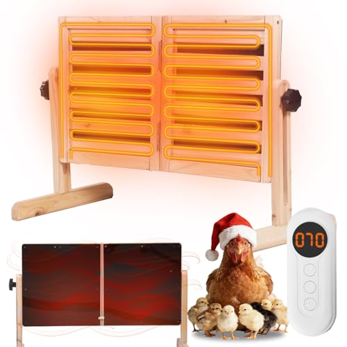 Foldable Chicken Coop Heater, 120W Waterproof Radiant Heater with Dual Plates, Adjustable Temp 70–190℉ for Winter Chicks - color: Wood