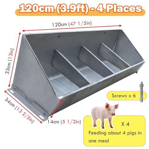 Heavy-Duty Stainless Steel Pig Feed Trough - Durable Livestock Feeder for Cattle, Goats, Horses - Rust-Resistant, Easy to Clean, Indoor/Outdoor Use, 120cm/3.9ft - size: 120cm/3.9ft 4 bit