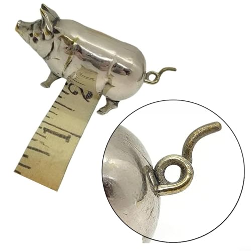 Pig Measuring Tape Antique-Inspired Pig Figurine for Mini Tape Measure Retractable Ruler for Tailors, Quilting, Crafts, Sewing Kit Accessory(15CM Silver 2PCS)
