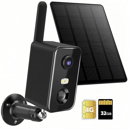 No WiFi Security Camera, 4G LTE Cellular Security Camera Battery Powered with SIM Card & Memory Card, 2K Color Night Vision, Motion Detection, 2-Way Talk, Solar Camera Outdoor Wireless