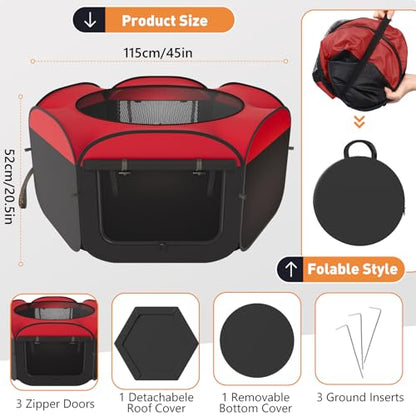 Chicken Brooder with Cover - Dual Door Collapsible Large Brooder Box for Chicks Starter Kit, Sturdy Baby Chicken Coop Chick Enclosure Tent, Chick Brooder Pen for Chick, Duck and Quail - color: Red - Chicken Brooder Playpen