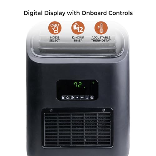 Comfort Zone 14" Wall Mount & Freestanding Space Heater – 1500W Electric Heater with Remote, Digital Thermostat, ECO Mode & 12H Timer – Portable or Wall-Mounted Floor Fan - size: 14-inch