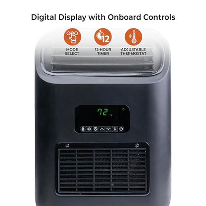 Comfort Zone 14" Wall Mount & Freestanding Space Heater – 1500W Electric Heater with Remote, Digital Thermostat, ECO Mode & 12H Timer – Portable or Wall-Mounted Floor Fan - size: 14-inch