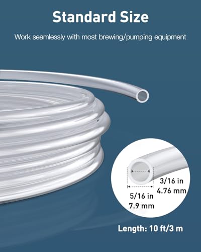 Pawfly 10 ft Food Grade Silicone Tubing, 3/16" ID x 5/16" OD, High Temp Pure Silicone Hose for Home Brewing Winemaking, Flexible Transparent Plastic Tubing, Silicone Pipe, Air Hose, Aquarium Tubing - size: 10 FT, style: 3/16" ID x 5/16" OD