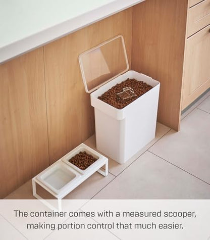Yamazaki Home Airtight Pet Food Storage Container - Cat and Dog Food Holder Bin with Transparent Lid and Handle PolypropyleneLargeWhite - color: White, size: Large