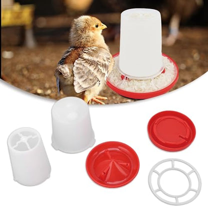 Chick Feeder Waterer Kit, Drinkers Plastic Hanging Poultry Feeding Equipment Set Free Range Twist Lock Base Combo Outdoor Water Dispenser Container For Baby Chicken Quail Hen Duck Farm Coop Supplies