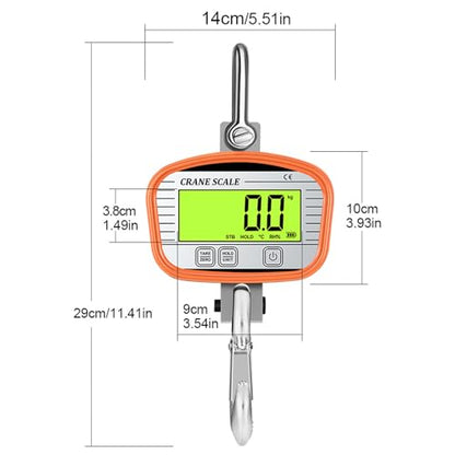 1000kg Heavy Duty Crane Scale Industrial Hanging Scale Digital LCD Display with Remote Control Temperature Humidity for Farm Outdoor Weighing