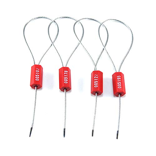 500 Wire Security Seals Numbered Steel Cable Seals Wire Tamper Seals Metal Wire Seals Steel Cable Tie Seals Pull Tight Cable Seal (Red) - color: Red, size: 500 Pcs