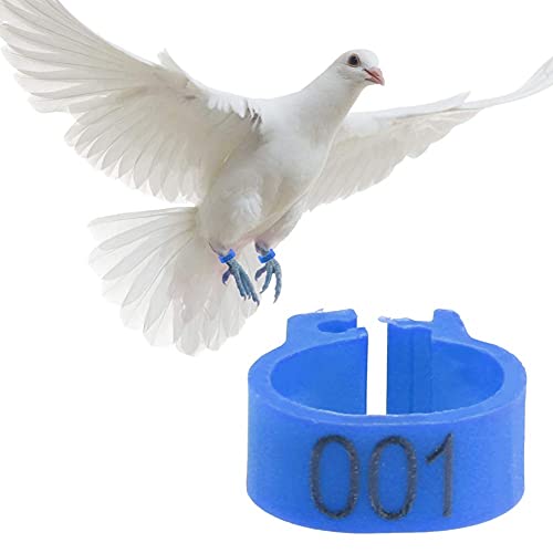 100PCS/Bag 8MM Plastic Pigeon Bands Rings, 001-100 Numbered Plastic Pigeon Bird Leg Bands Rings with Number(Blue)