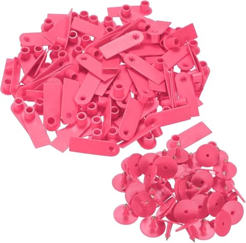 Ear Tags Blank 100pcs Livestock Large Plastic Cattle Tags with Numbers for Cows, Sheep, Goats Durable Farm Animal Identification Ear Tag(Pink,50x18mm(1.97x0.71)) - color: Pink, size: 50x18mm(1.97x0.71")