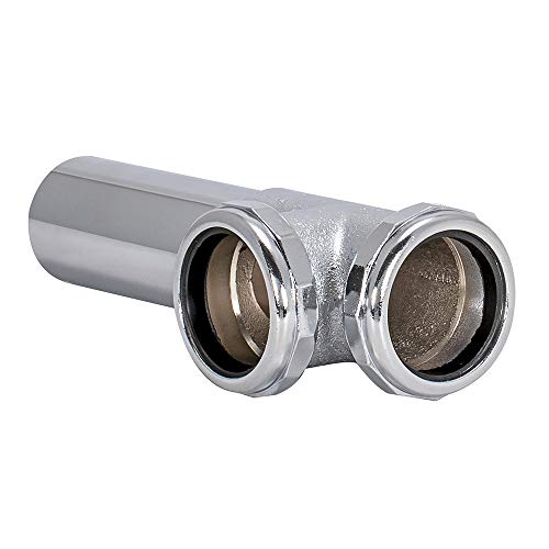 EZ-FLO 22-Gauge Cast Brass End Outlet Tee for Tubular Drain Applications, 1-1/2 Inch Tee with Baffle, Slip Joint Connection, Chrome, 35134 - size: 1-1/2 in. Tee w/ Baffle