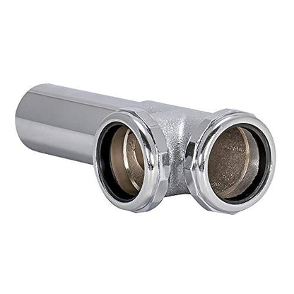 EZ-FLO 22-Gauge Cast Brass End Outlet Tee for Tubular Drain Applications, 1-1/2 Inch Tee with Baffle, Slip Joint Connection, Chrome, 35134 - size: 1-1/2 in. Tee w/ Baffle
