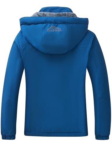 ELLSWOS Womens Winter Coats Waterproof Ski Jacket Warm Snow Jackets Windproof Windbreaker Hooded Raincoat - color: Blue, size: Large