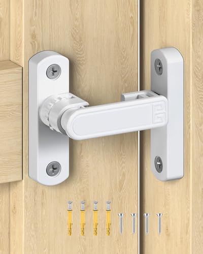 Adjustable Barn Door Locks, 90/180 Degree Sliding Door Latch, Protect Home Security Gate Latch for Bedroom, Barn, Cabinet, Garden, Fence (White-1 Pc) - color: White-1 Pc