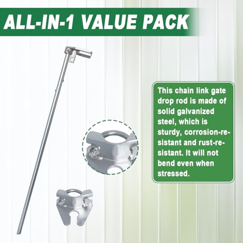 Podoy 36" Chain Link Drop Rod for Double Gate,Heavy Duty Pull Style Latch for 1-3/8" Chain Link Fence Frame,Rust-Resistant Galvanized Steel Chain Link Fence Gate Latch - size: 1-3/8" × 36" (1 PACK)