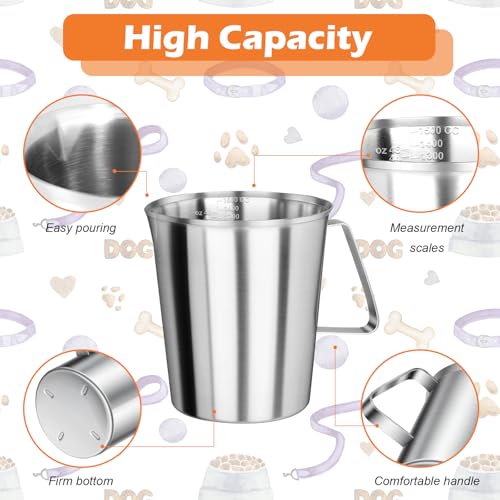 6 Cup Dog Food Scoop 304 Stainless Steel Dog Food Measuring Cups for Cat or Bird Pet Foods, Injection Molded and Dishwasher Safe (6 Cup) - size: 6 Cup