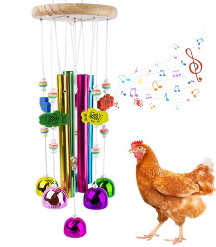 Chicken Toys for Coop, Colorful Chicken Wind Chime Enrichment Toys, Hanging Chick Peck Toy with Bells, Coop Accessories Toy for Hens Chicks Poultry