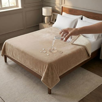 Sacred Weapon Splash Blanket – Plush Deluxe Mattress Protector – VIP Waterproof Fleece Blanket – Boonger Blanket with Moisture Barrier, Stain Proof & Washable – Queen/King Size Beige 80"x80" - color: Beige, size: Large (80"x 80")