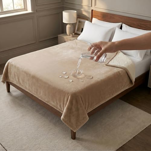 Sacred Weapon Splash Blanket – Plush Deluxe Mattress Protector – VIP Waterproof Fleece Blanket – Boonger Blanket with Moisture Barrier, Stain Proof & Washable – Queen/King Size Beige 80"x80" - color: Beige, size: Large (80"x 80")