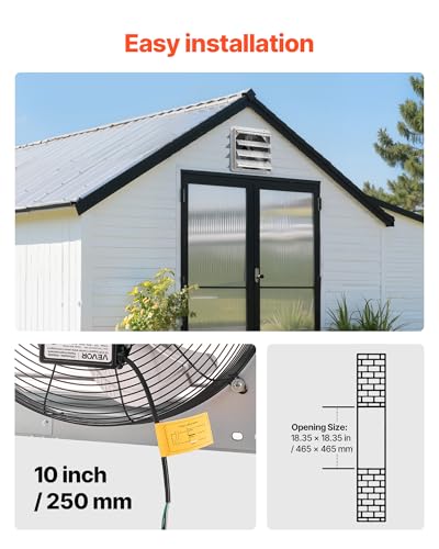 VEVOR 18'' Exhaust Fan, Wall Mounted Attic Fan with Variable Speed, 2200 CFM, Automatic Shutter, Ventilation and Cooling, Silver, Fan Only - size: 18 Inch