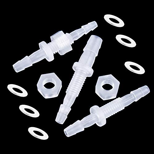 3/16” Thru-Bulk Bulkhead Plastic Hose Barb Fittings Union Adapter Fittings for Aquarium Fuel Gas Liquid Air with Metal washers (Pack of 3) - color: 3 pcs, size: 3/16 Inch