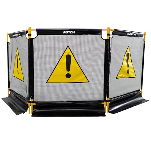 Notch Tri-Guard II Heavy-Duty Nylon Coated Durable 3-Section Debris Containment Mesh Barrier (100075) - color: Grey/Yellow Tri Guard II (100075)