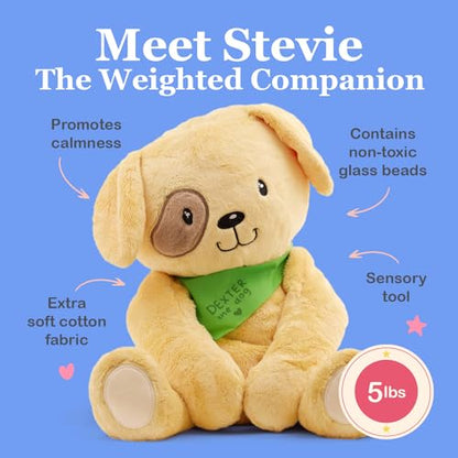 Lilly's Love Weighted Stuffed Animals for Adults & Kids — 5lb Calming Dog Plush for Anxiety, ADHD & Sensory | Machine Washable Weighted Stuffed Animal w/Removable Insert | Dexter The Dog - color: Dog