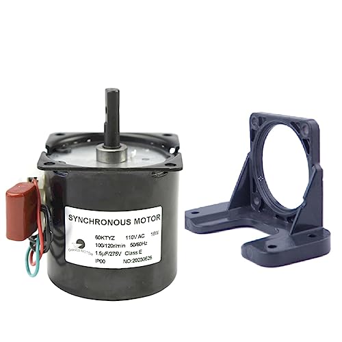 CHANCS Permanent Magnet Synchronous Gear Motor 60KTYZ 110V 100-120RPM Electric Motor Large Torque Small Motor with Motor Bracket Support Fixed Base - size: 100/120r/min Motor+Bracket